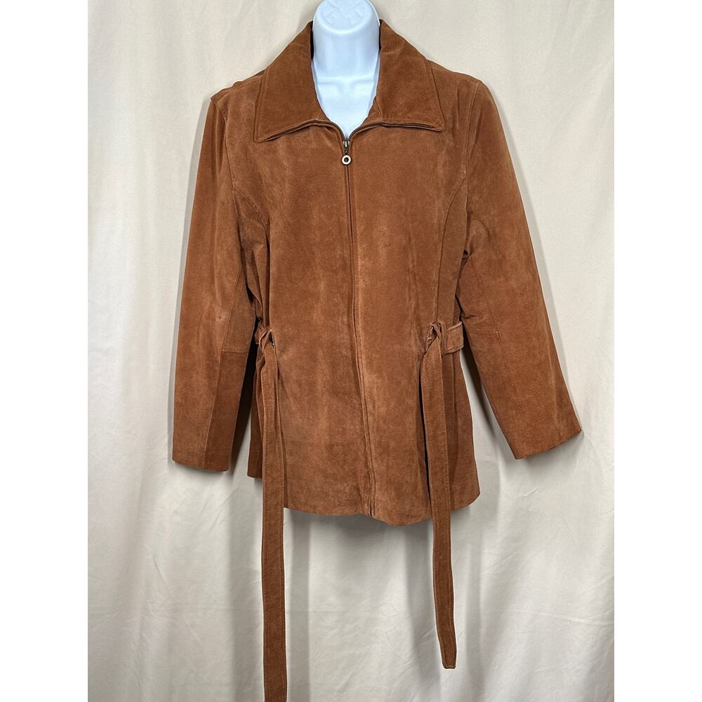 COLEBROOK Y2K VTG L Suede Zip Belted Streetwear Classic Hippie Western Jacket